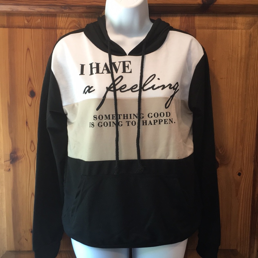 Hooded color block insert letter print s…